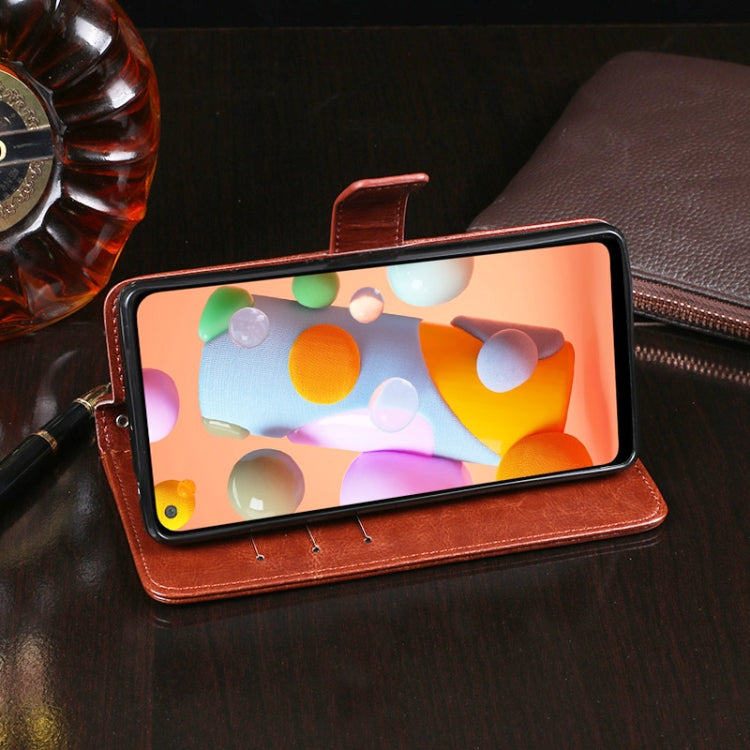 For Galaxy A11 idewei Crazy Horse Texture Horizontal Flip Leather Case with Holder & Card Slots & Wallet