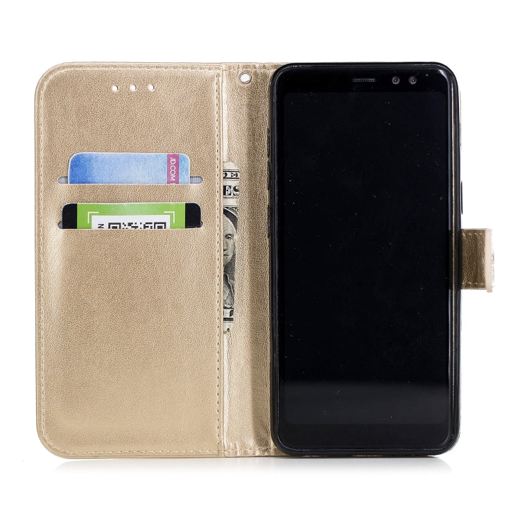 For Galaxy A8 (2018) Plum Blossom Pattern Diamond Encrusted Leather Case with Holder & Card Slots & Wallet