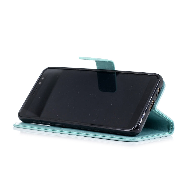 For Galaxy A8 (2018) Plum Blossom Pattern Diamond Encrusted Leather Case with Holder & Card Slots & Wallet
