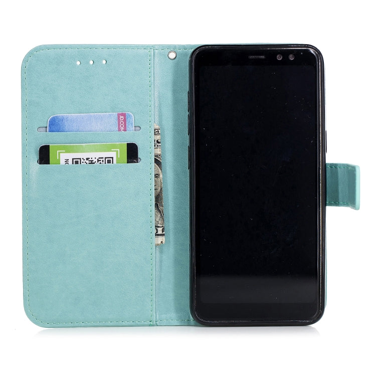 For Galaxy A8 (2018) Plum Blossom Pattern Diamond Encrusted Leather Case with Holder & Card Slots & Wallet