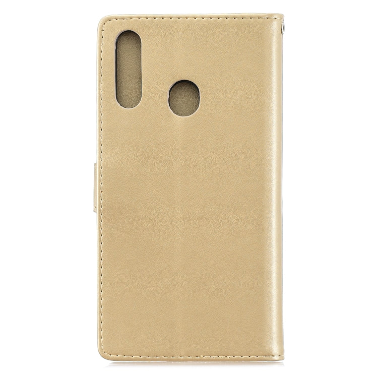 For Galaxy A20s Plum Blossom Pattern Diamond Encrusted Leather Case with Holder & Card Slots & Wallet