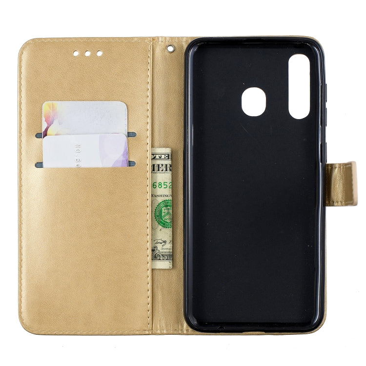 For Galaxy A30 Plum Blossom Pattern Diamond Encrusted Leather Case with Holder & Card Slots & Wallet