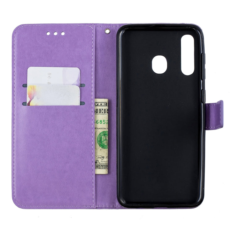 For Galaxy A30 Plum Blossom Pattern Diamond Encrusted Leather Case with Holder & Card Slots & Wallet