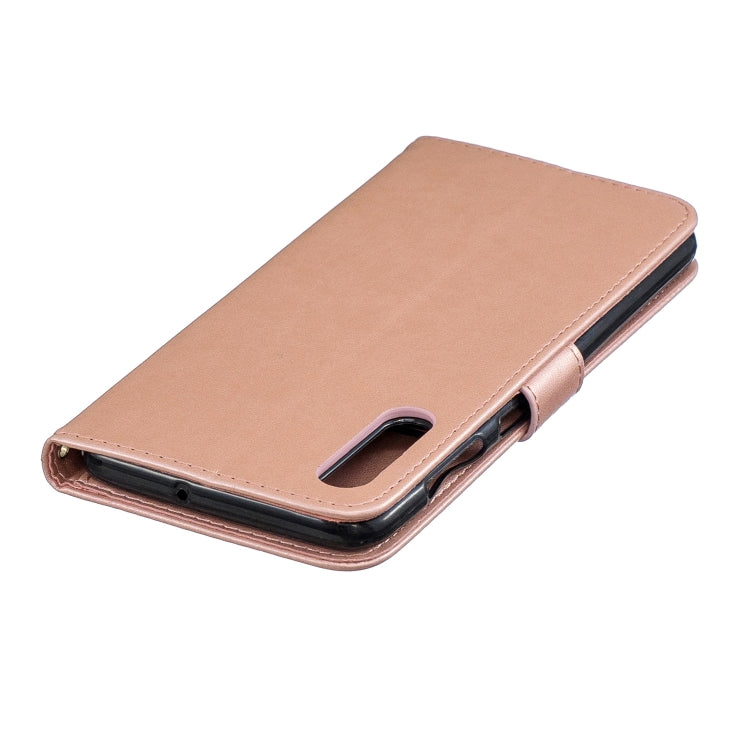 For Galaxy A50 Plum Blossom Pattern Diamond Encrusted Leather Case with Holder & Card Slots & Wallet