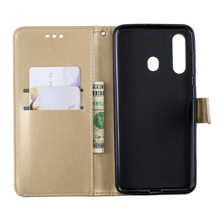 For Galaxy A60 Plum Blossom Pattern Diamond Encrusted Leather Case with Holder & Card Slots & Wallet