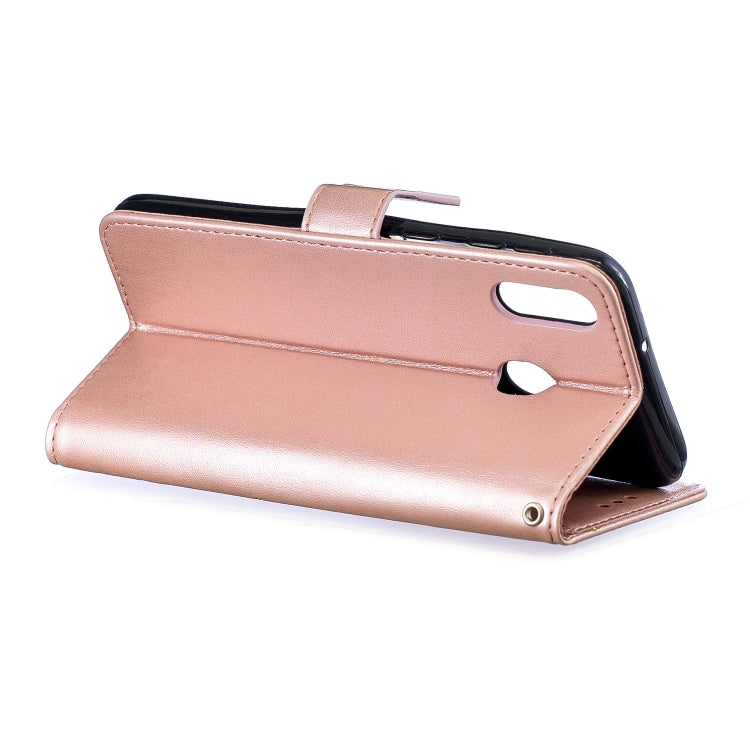 For Galaxy M20 Plum Blossom Pattern Diamond Encrusted Leather Case with Holder & Card Slots & Wallet