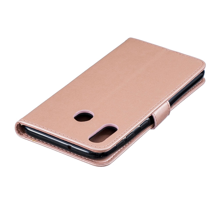 For Galaxy M20 Plum Blossom Pattern Diamond Encrusted Leather Case with Holder & Card Slots & Wallet