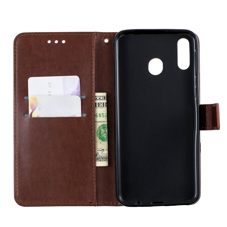 For Galaxy M20 Plum Blossom Pattern Diamond Encrusted Leather Case with Holder & Card Slots & Wallet