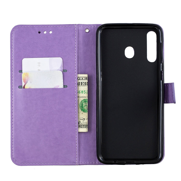 For Galaxy M30 Plum Blossom Pattern Diamond Encrusted Leather Case with Holder & Card Slots & Wallet