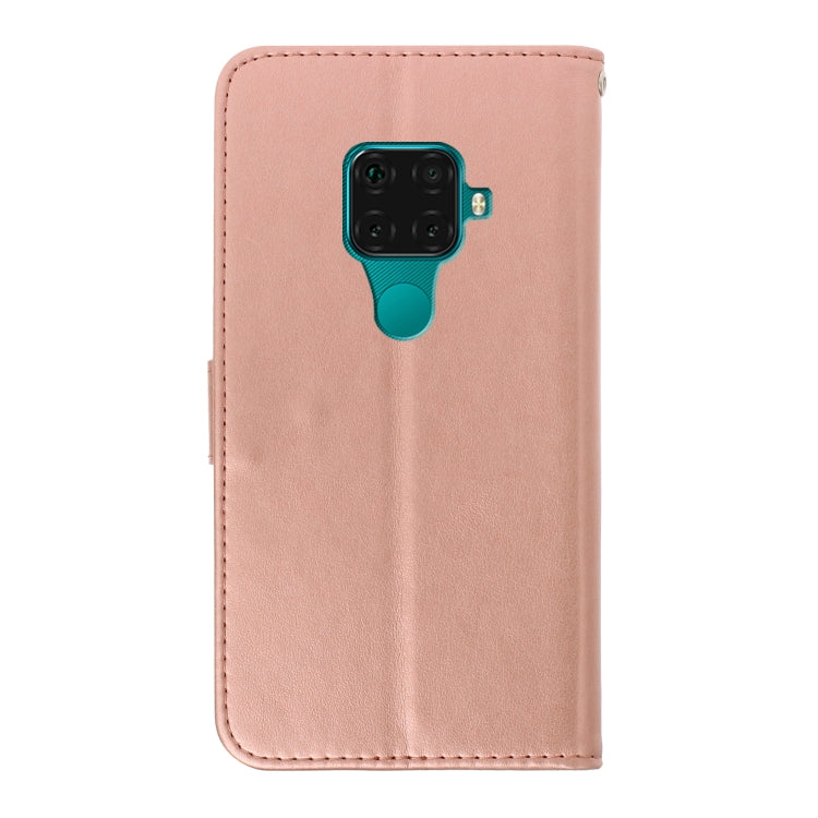 For Huawei Mate 30 Lite Plum Blossom Pattern Diamond Encrusted Leather Case with Holder & Card Slots & Wallet