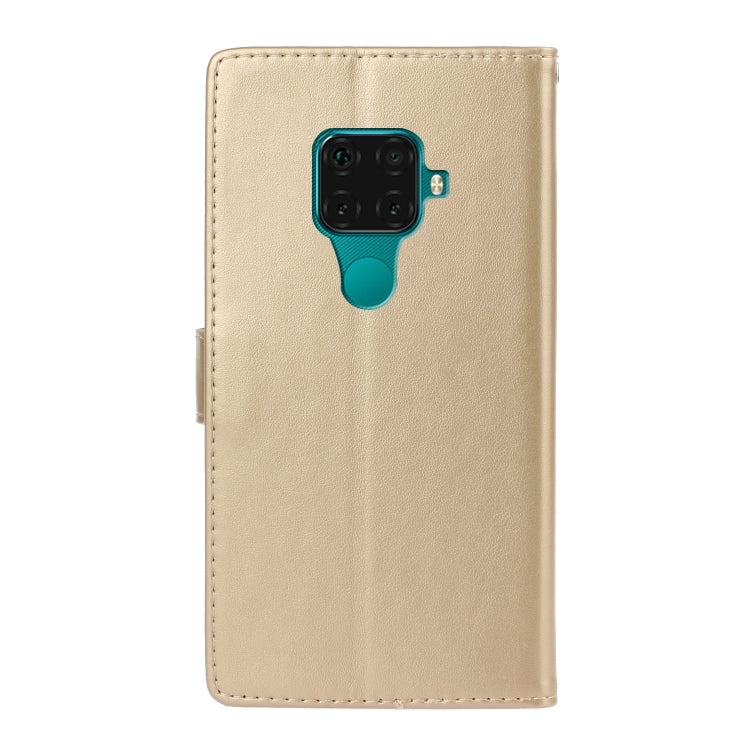 For Huawei Mate 30 Lite Plum Blossom Pattern Diamond Encrusted Leather Case with Holder & Card Slots & Wallet