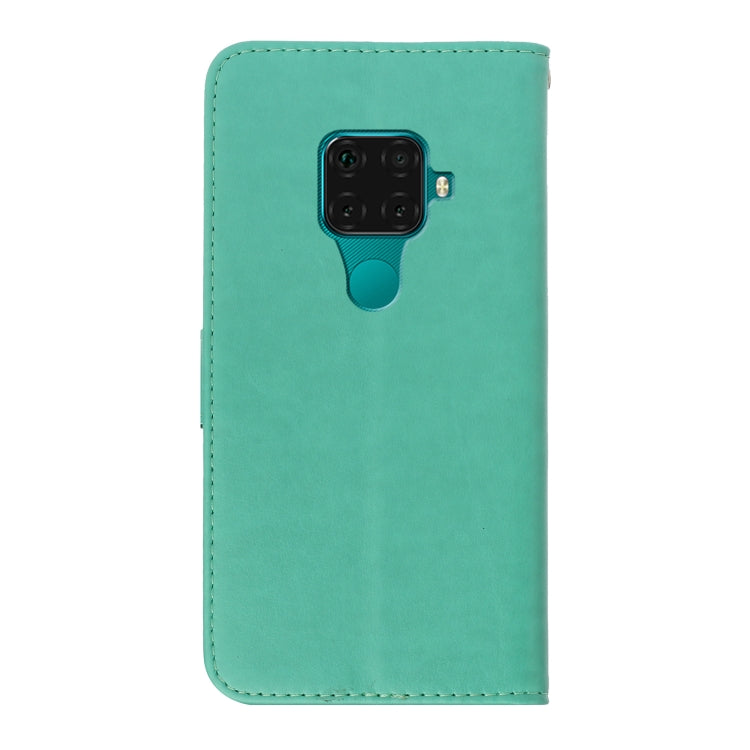 For Huawei Mate 30 Lite Plum Blossom Pattern Diamond Encrusted Leather Case with Holder & Card Slots & Wallet
