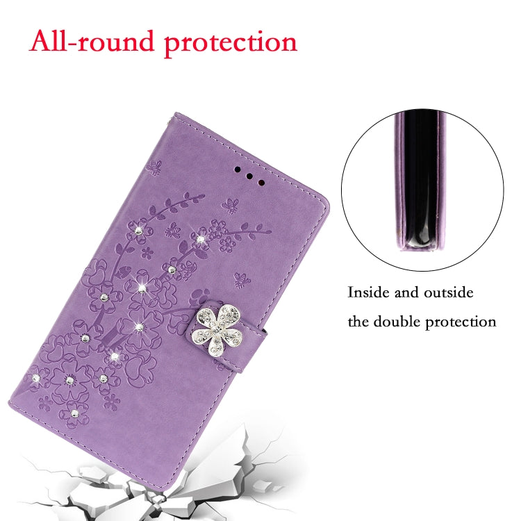 For Huawei Mate 30 Plum Blossom Pattern Diamond Encrusted Leather Case with Holder & Card Slots & Wallet