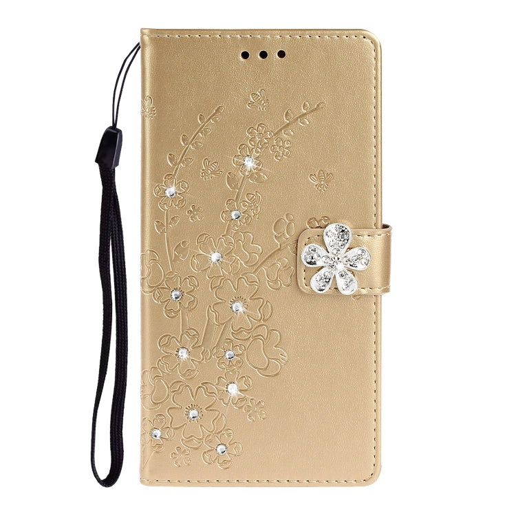 For Nokia 3.2 Plum Blossom Pattern Diamond Encrusted Leather Case with Holder & Card Slots & Wallet