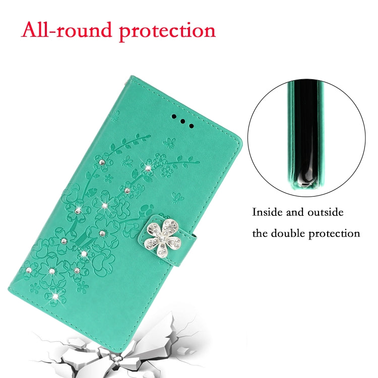 For Nokia 3.2 Plum Blossom Pattern Diamond Encrusted Leather Case with Holder & Card Slots & Wallet