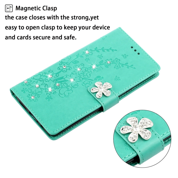 For Nokia 3.2 Plum Blossom Pattern Diamond Encrusted Leather Case with Holder & Card Slots & Wallet
