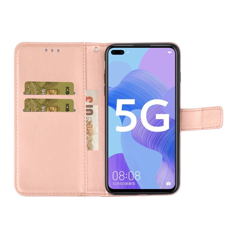 For Huawei nova 6 Plum Blossom Pattern Diamond Encrusted Leather Case with Holder & Card Slots & Wallet