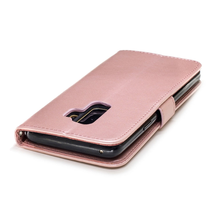 For Galaxy S9+ Plum Blossom Pattern Diamond Encrusted Leather Case with Holder & Card Slots & Wallet