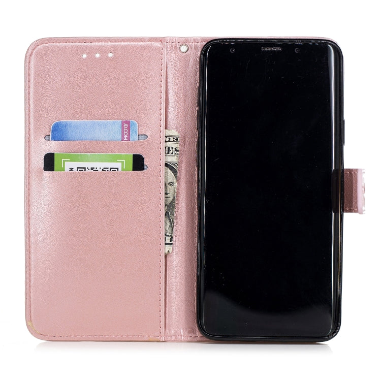 For Galaxy S9+ Plum Blossom Pattern Diamond Encrusted Leather Case with Holder & Card Slots & Wallet
