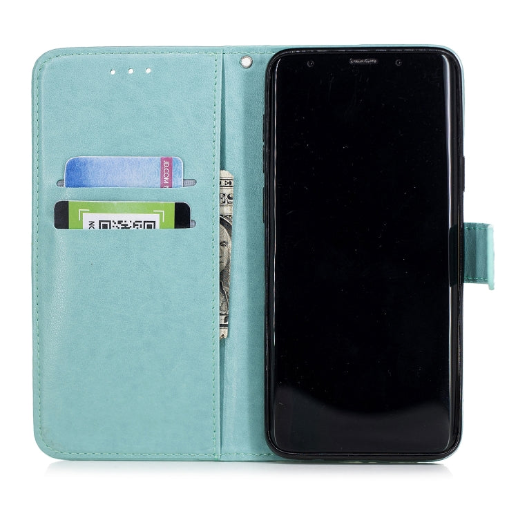 For Galaxy S9+ Plum Blossom Pattern Diamond Encrusted Leather Case with Holder & Card Slots & Wallet