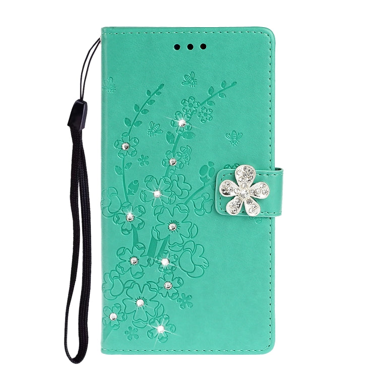 For Xiaomi Redmi 8A Plum Blossom Pattern Diamond Encrusted Leather Case with Holder & Card Slots & Wallet