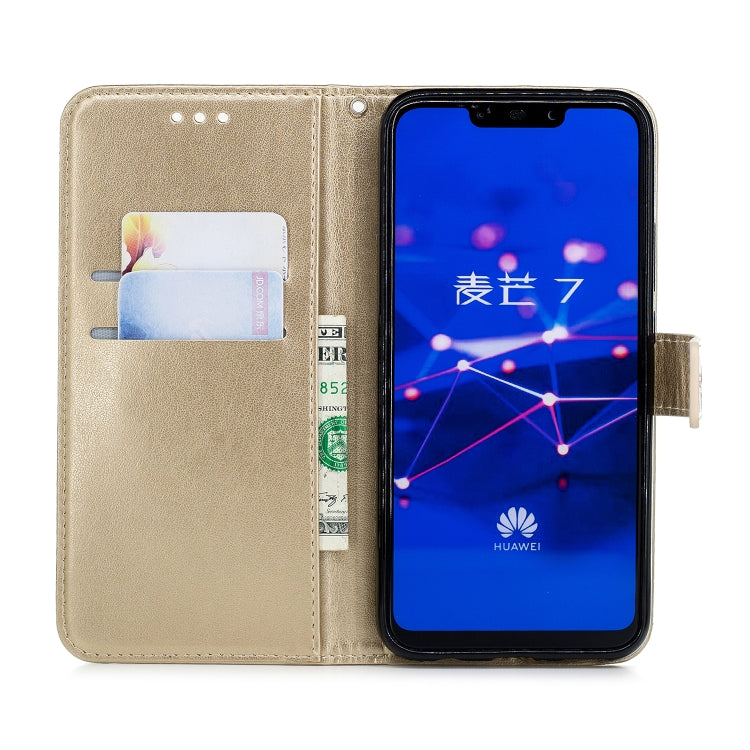 For Huawei Mate 20 Lite Plum Blossom Pattern Diamond Encrusted Leather Case with Holder & Card Slots & Wallet