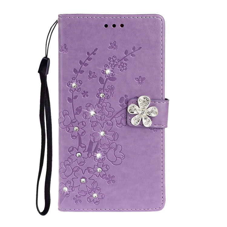 For Xiaomi Mi Note 10 / Note 10 Pro Plum Blossom Pattern Diamond Encrusted Leather Case with Holder & Card Slots & Wallet
