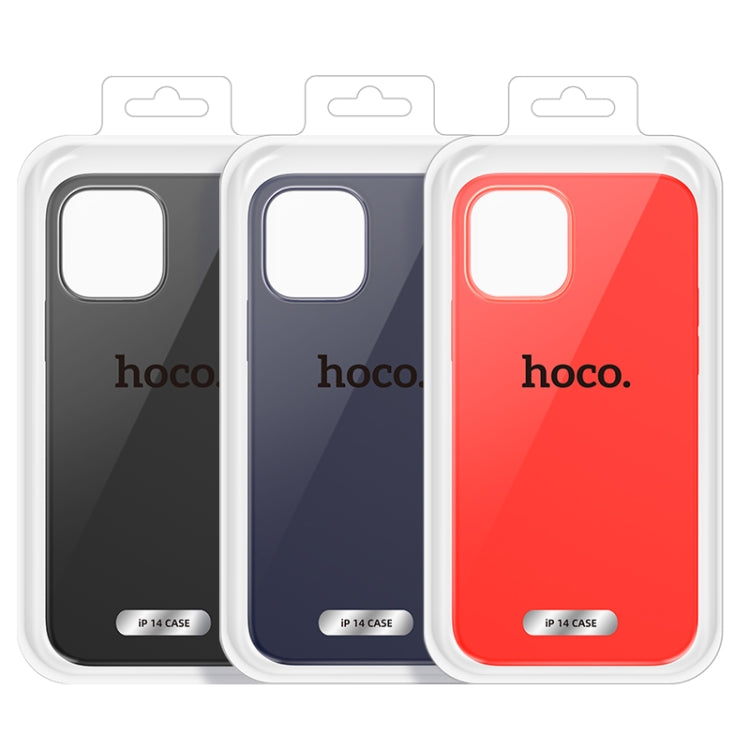 For iPhone 14 hoco Pure Series Liquid Silicone Phone Case (Black)