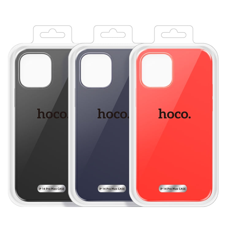 For iPhone 14 Pro Max hoco Pure Series Liquid Silicone Phone Case (Black)