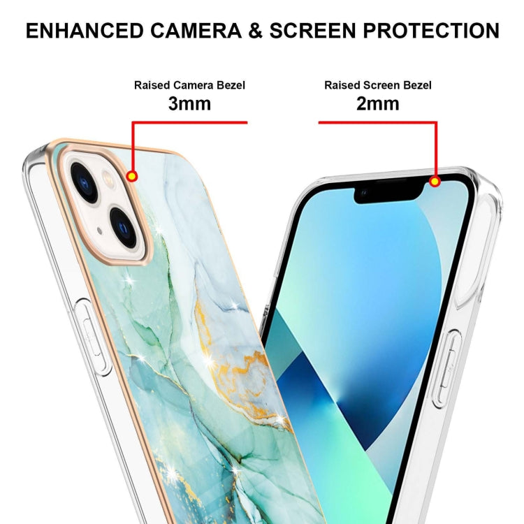 For iPhone 14 Electroplating Marble Pattern Dual-side IMD TPU Shockproof Phone Case
