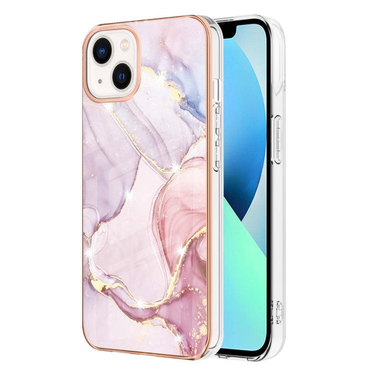 For iPhone 14 Electroplating Marble Pattern Dual-side IMD TPU Shockproof Phone Case