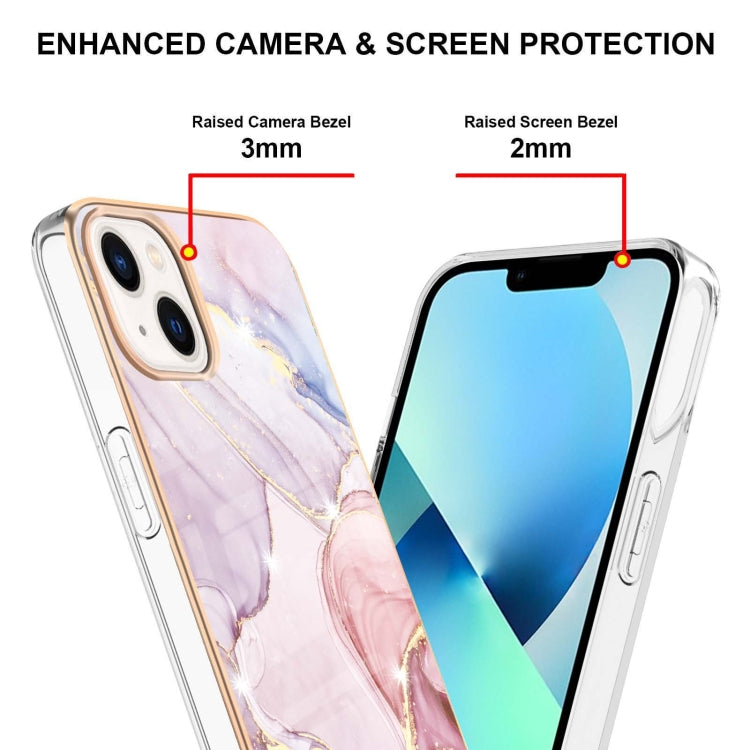 For iPhone 14 Electroplating Marble Pattern Dual-side IMD TPU Shockproof Phone Case