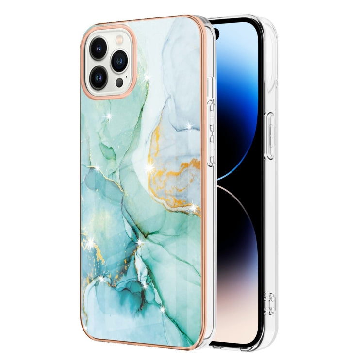For iPhone 14 Pro Electroplating Marble Pattern Dual-side IMD TPU Shockproof Phone Case