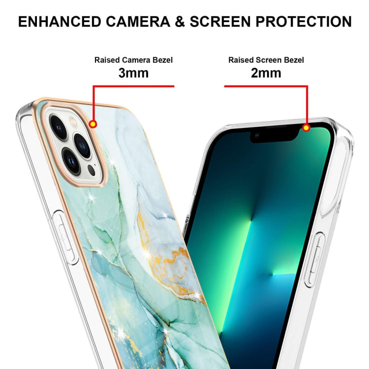 For iPhone 14 Pro Electroplating Marble Pattern Dual-side IMD TPU Shockproof Phone Case