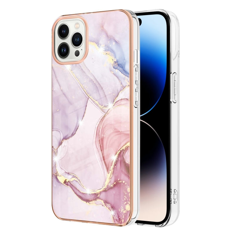 For iPhone 14 Pro Electroplating Marble Pattern Dual-side IMD TPU Shockproof Phone Case