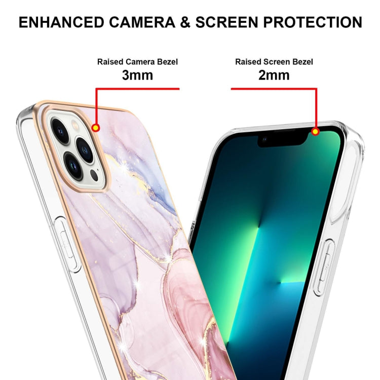 For iPhone 14 Pro Electroplating Marble Pattern Dual-side IMD TPU Shockproof Phone Case
