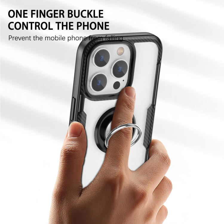 Shockproof Transparent TPU + Acrylic Protective Phone Case with Ring Holder For iPhone 14 Pro Max