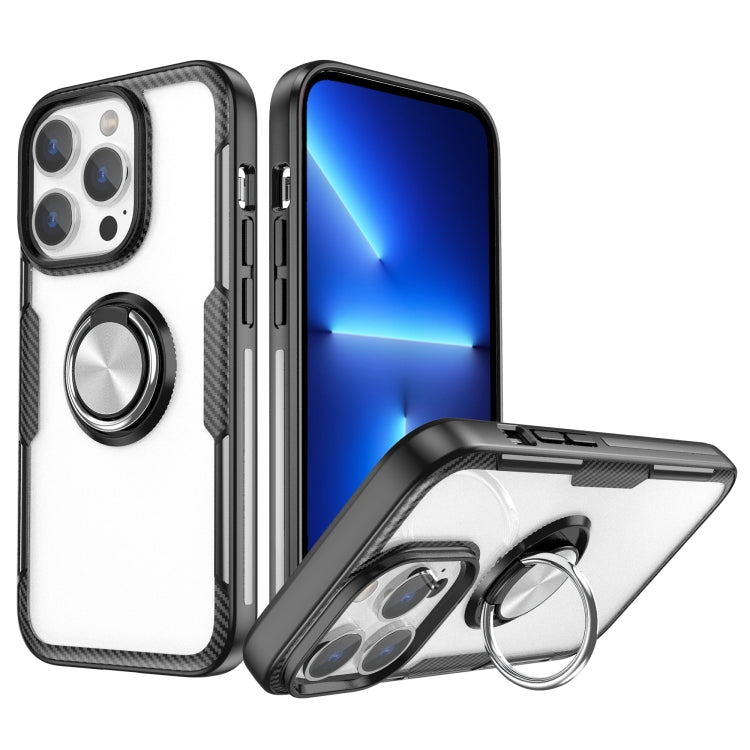 Shockproof Transparent TPU + Acrylic Protective Phone Case with Ring Holder For iPhone 14 Pro Max