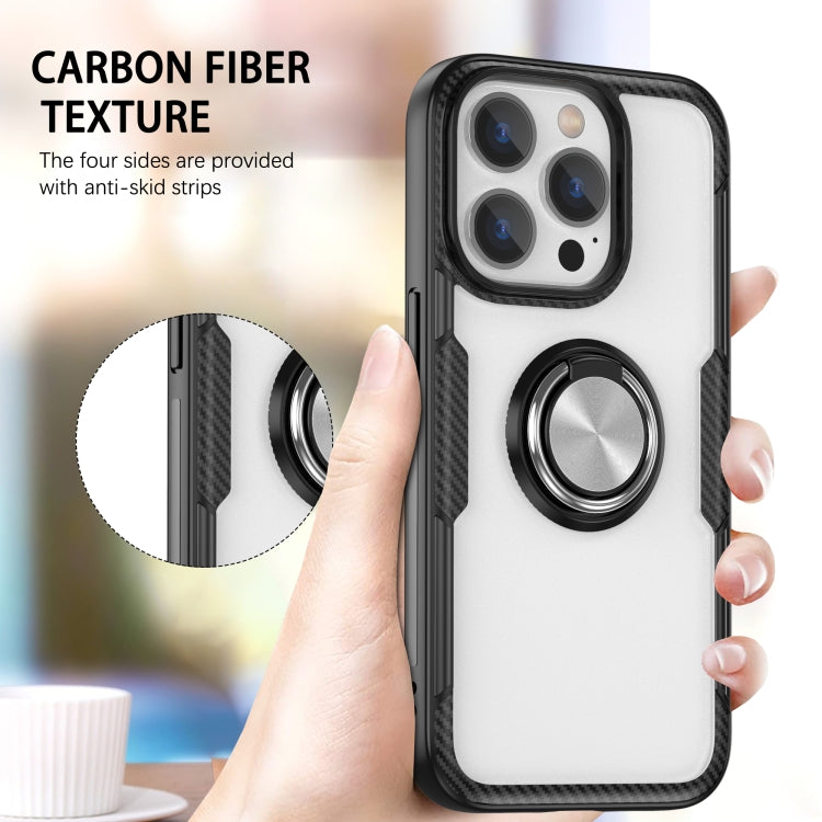 Shockproof Transparent TPU + Acrylic Protective Phone Case with Ring Holder For iPhone 14 Pro