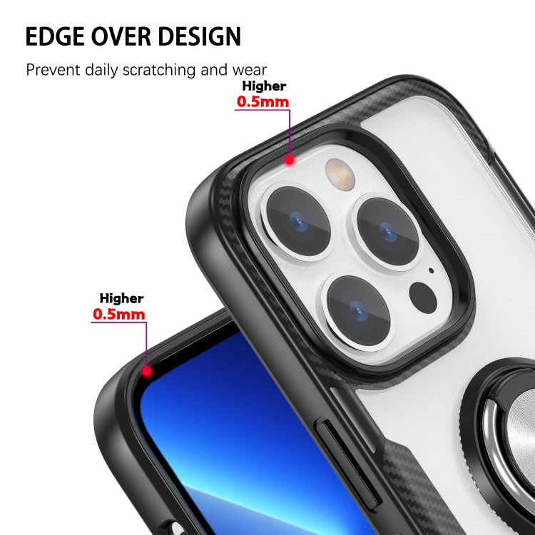 Shockproof Transparent TPU + Acrylic Protective Phone Case with Ring Holder For iPhone 14 Pro