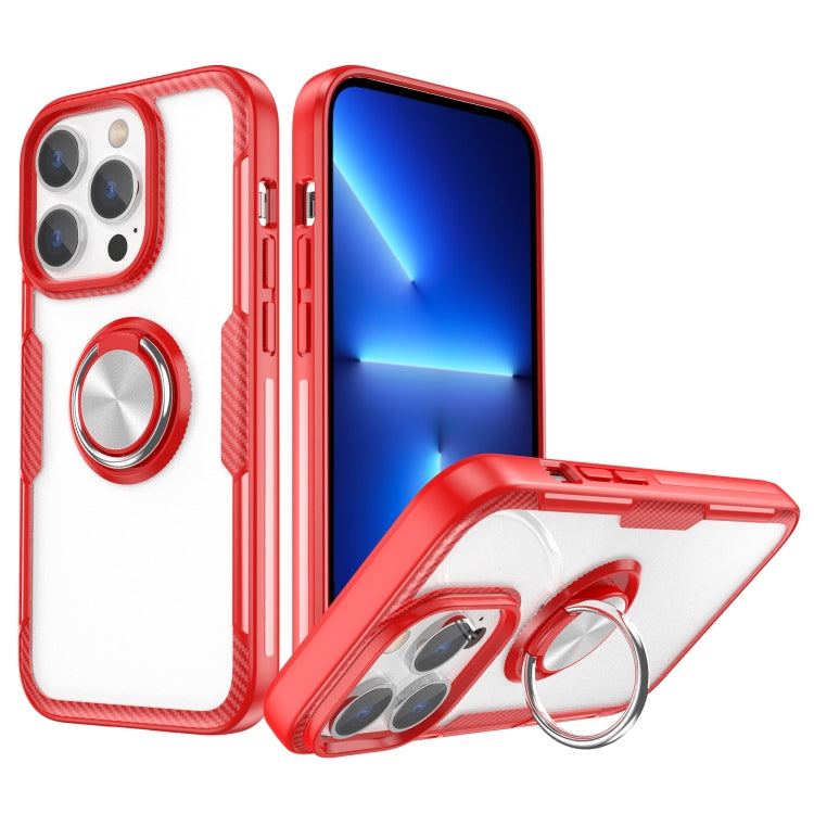 Shockproof Transparent TPU + Acrylic Protective Phone Case with Ring Holder For iPhone 14 Pro
