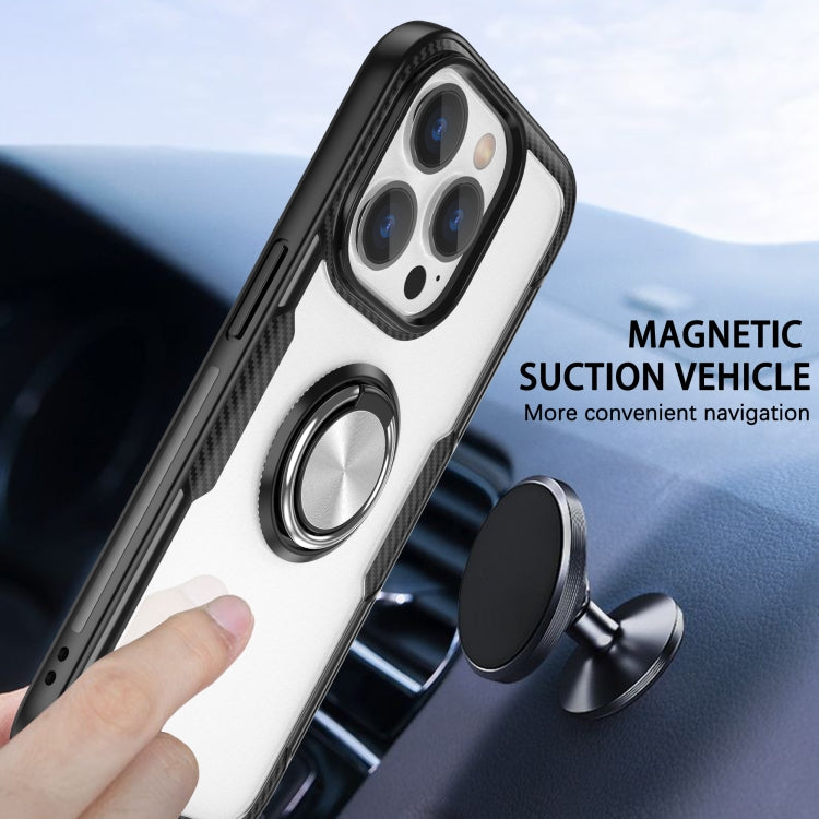 Shockproof Transparent TPU + Acrylic Protective Phone Case with Ring Holder For iPhone 14 Pro