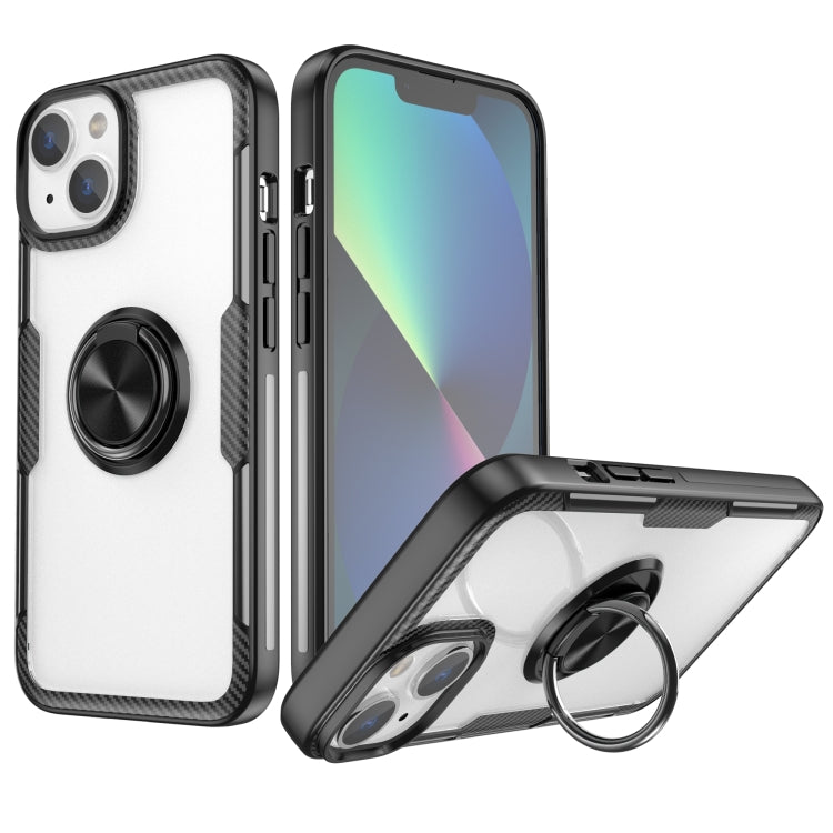 Shockproof Transparent TPU + Acrylic Protective Phone Case with Ring Holder For iPhone 14 Max