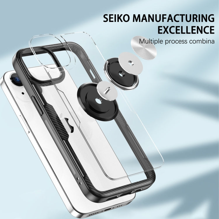 Shockproof Transparent TPU + Acrylic Protective Phone Case with Ring Holder For iPhone 14 Max