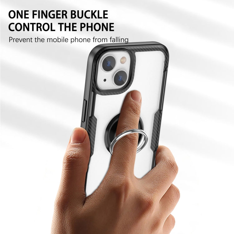 Shockproof Transparent TPU + Acrylic Protective Phone Case with Ring Holder For iPhone 14 Max