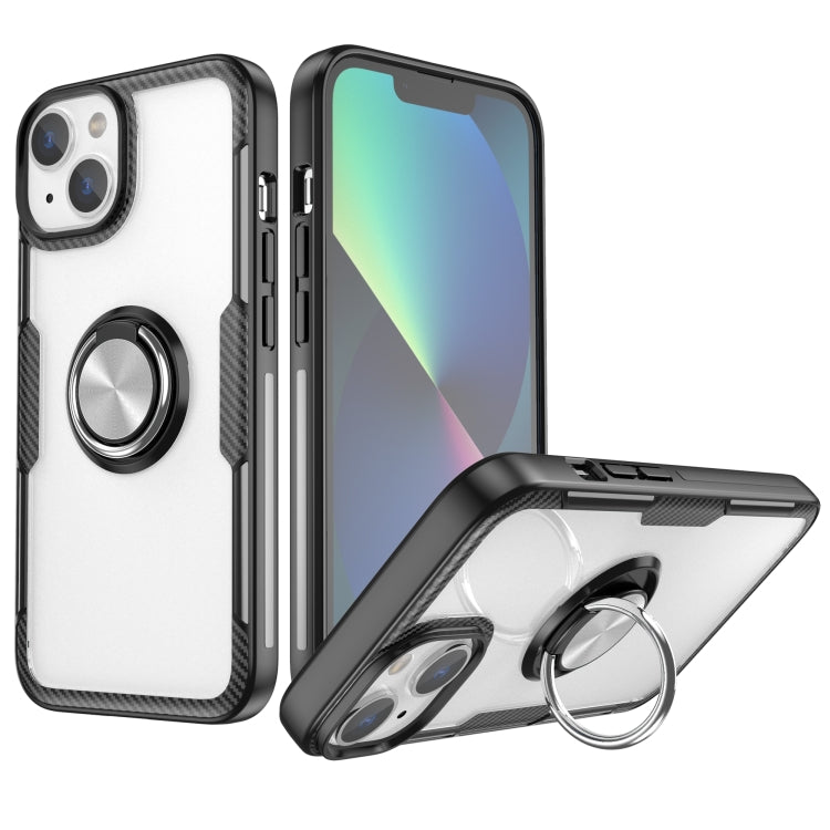 Shockproof Transparent TPU + Acrylic Protective Phone Case with Ring Holder For iPhone 14 Max