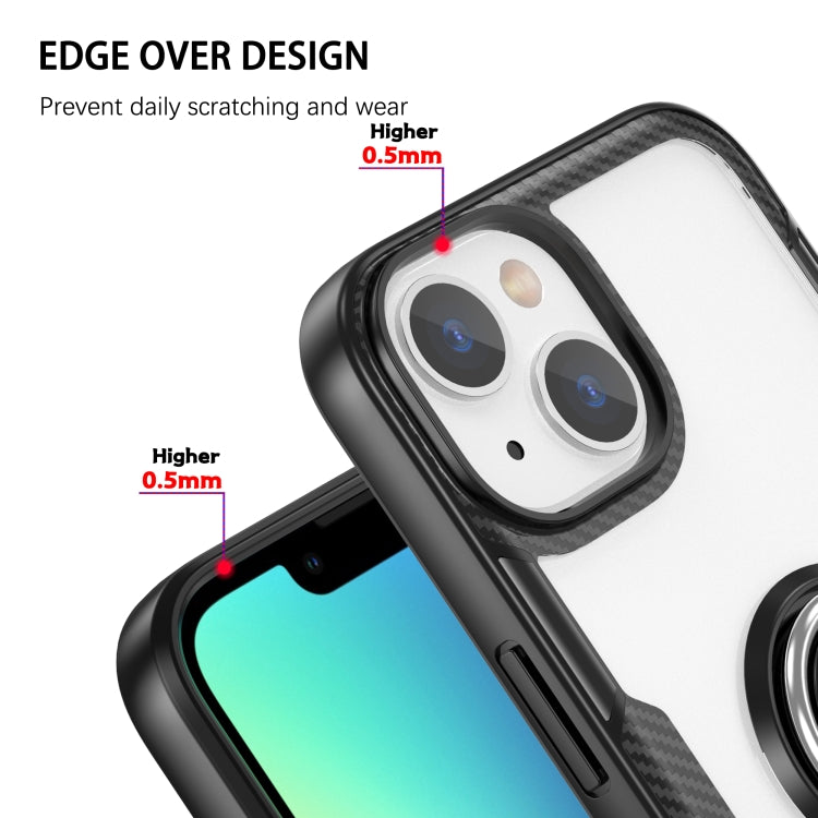 Shockproof Transparent TPU + Acrylic Protective Phone Case with Ring Holder For iPhone 14 Max