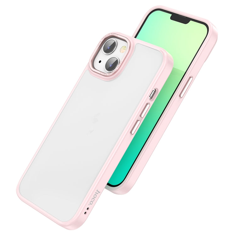 For iPhone 14 hoco Golden Shield Frosted Phone Case (Pink)