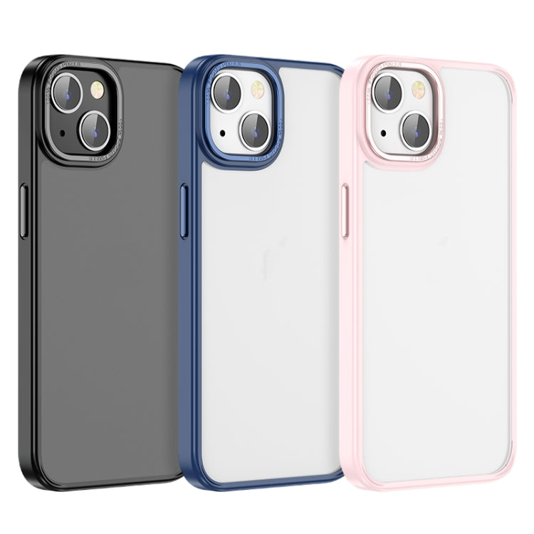 For iPhone 14 hoco Golden Shield Frosted Phone Case (Pink)