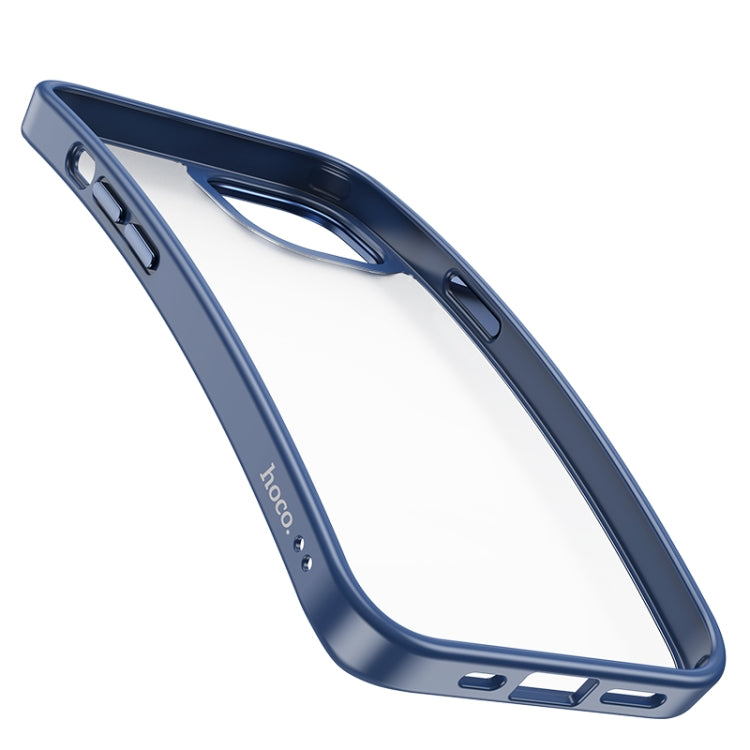 For iPhone 14 Plus hoco Golden Shield Frosted Phone Case (Blue)